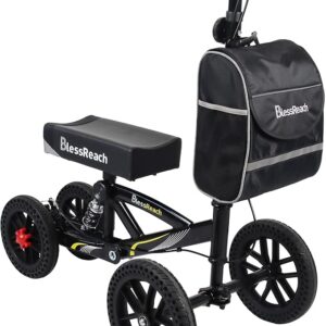 All Terrain Foldable Knee Scooter Walker - Economical Knee Walker for Foot Injuries, Compact Crutches Alternative - Black