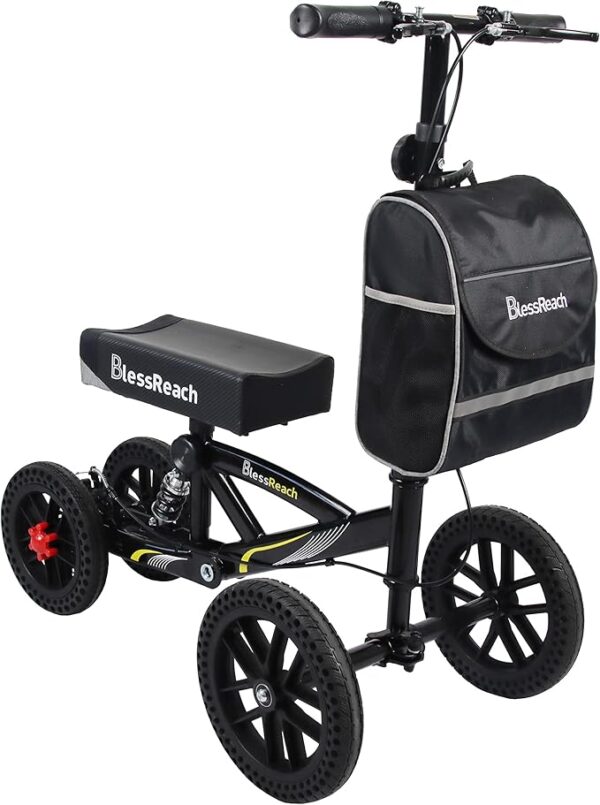 All Terrain Foldable Knee Scooter Walker - Economical Knee Walker for Foot Injuries, Compact Crutches Alternative - Black All Terrain Foldable Knee Scooter Walker - Economical Knee Walker for Foot Injuries, Compact Crutches Alternative - Black