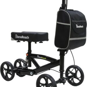 Economy Knee Scooter Steerable Knee Walker for Foot Injuries Compact Crutches with Dual Rear on-Wheel Brake and Shock Absorption Under The Knee pad